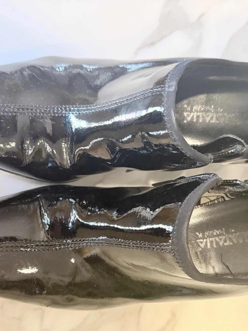 Aquatalia by Marvin K Black Patent Leather Shootie Booties Sz 9